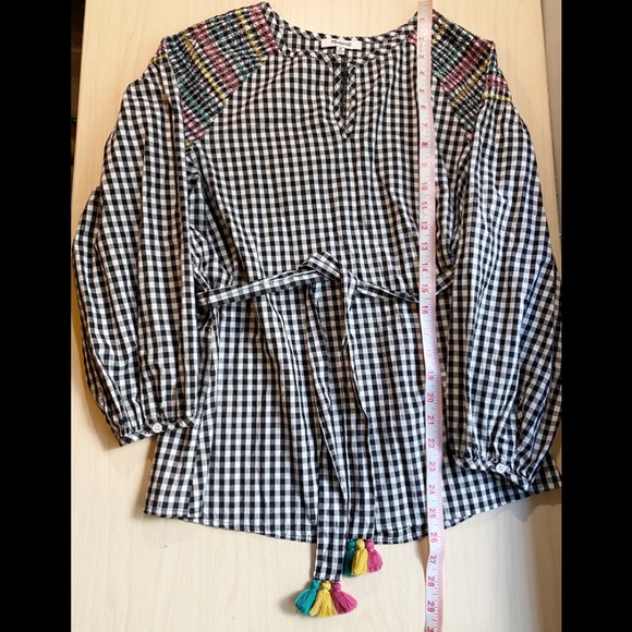 MADEWELL TOP Black/White Checked Smocked Gingham - Picture 5 of 8